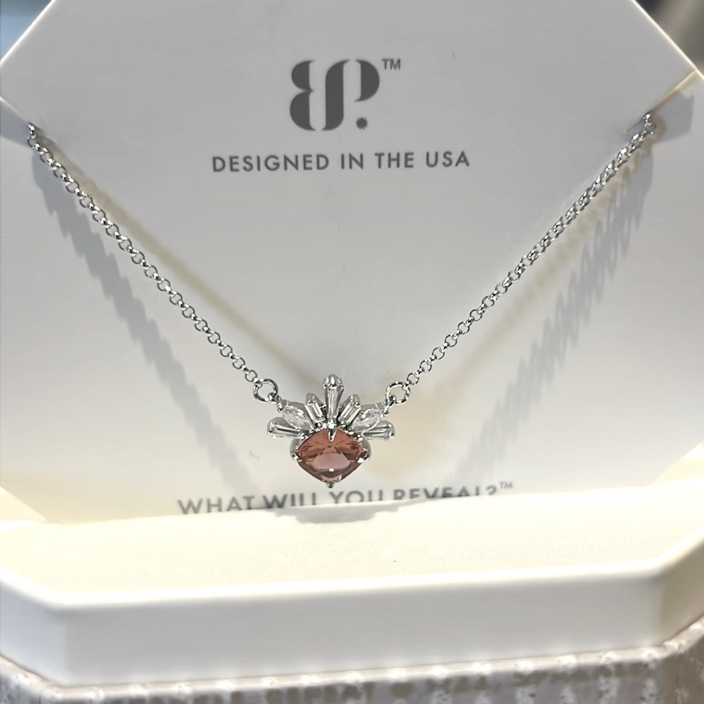 NWT .925 Sterling Silver Light Rubellite Necklace